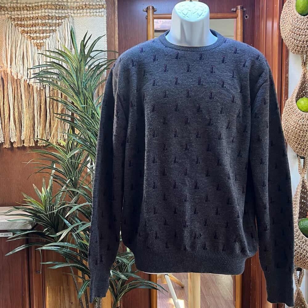 Merino Wool Sweater Mens Large Made In Italy Nordstrom Gray Crewneck Minimalist